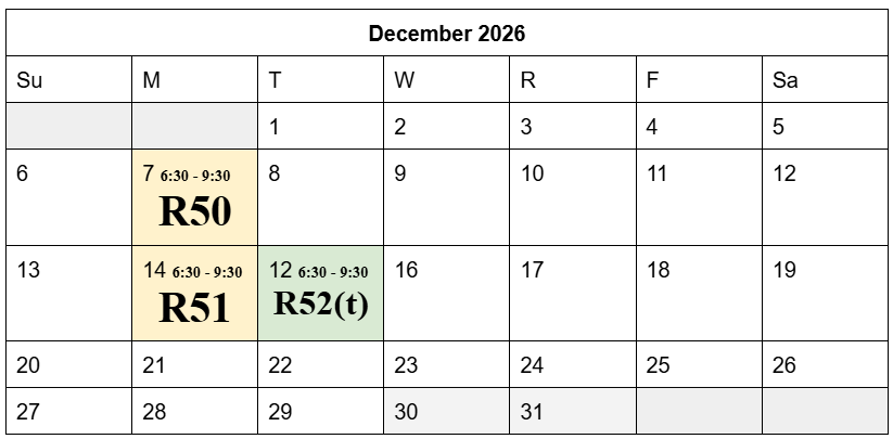 December 2026 Calendar